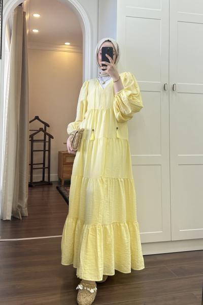 BBC ALİCE KETEN ELBİSE - SARI