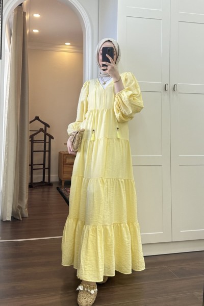 BBC ALİCE KETEN ELBİSE - SARI