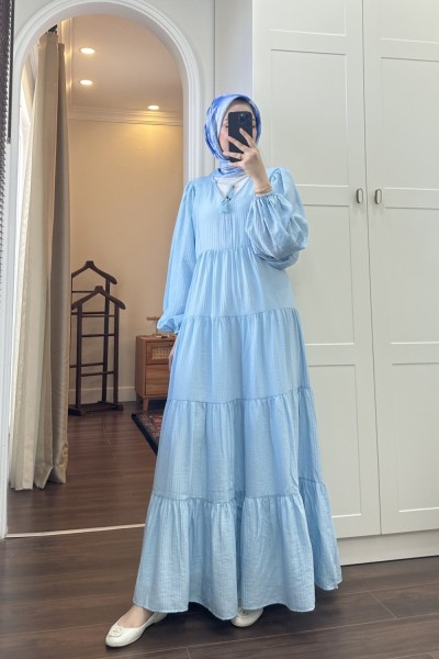 BBC ALİCE KETEN ELBİSE - MAVİ