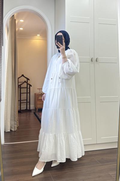 BBC ALİCE KETEN ELBİSE - BEYAZ