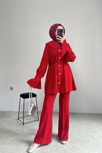 BBC AMOR PLİSE DETAYLI TAKIM - KIRMIZI
