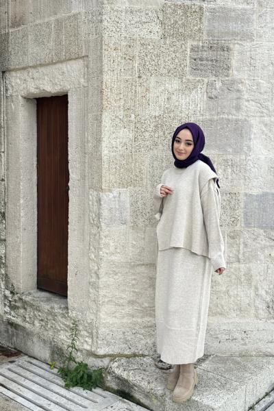 Bbc Anvelop Triko Elbise - Taş