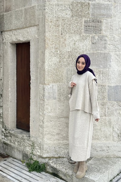 Bbc Anvelop Triko Elbise - Taş