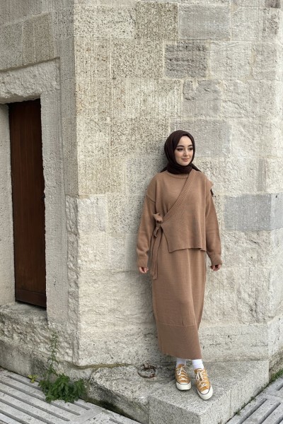 Bbc Anvelop Triko Elbise - Camel