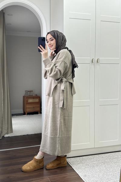 Bbc Anvelop Triko Elbise - Vizon