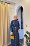 BBC ASİMETRİK DENİM ELBİSE - LACİVERT