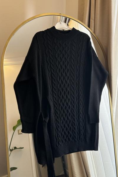 Bbc Bağlama Detaylı Triko Kazak - Siyah