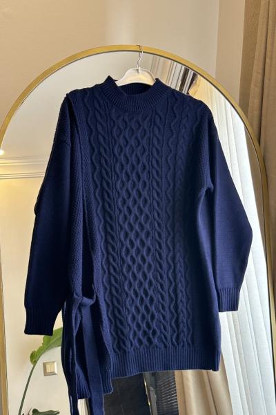 Bbc Bağlama Detaylı Triko Kazak - Lacivert