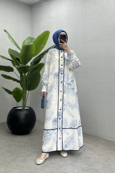 BBC BAHRE KETEN ELBİSE - MAVİ