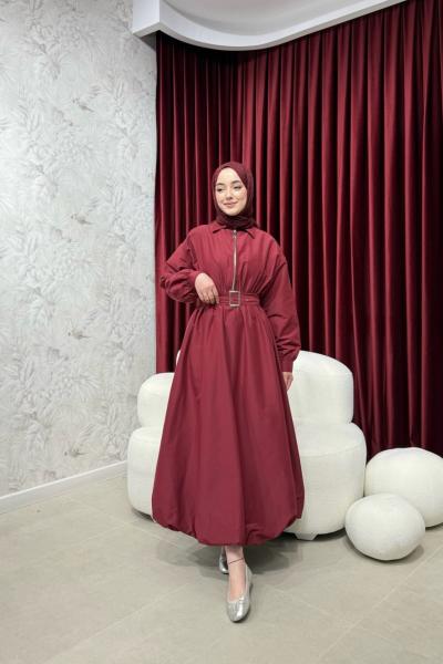 BBC BALON ELBİSE - BORDO