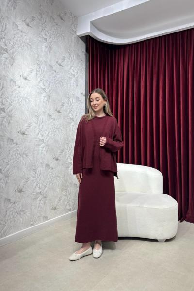 BBC BARNEY HIRKALI ELBİSE - BORDO