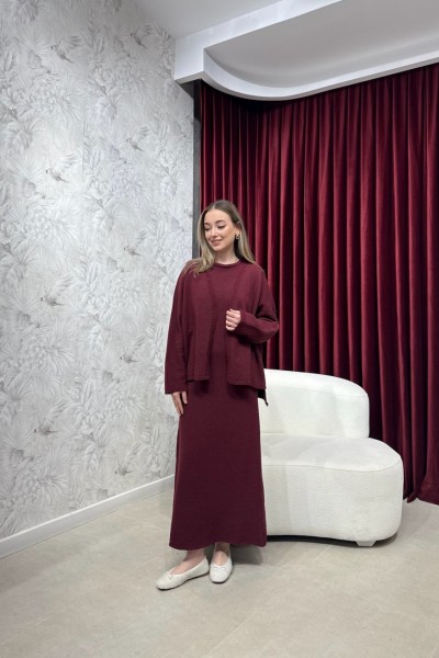 BBC BARNEY HIRKALI ELBİSE - BORDO