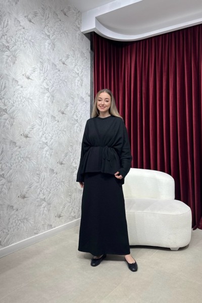 BBC BARNEY HIRKALI ELBİSE - SİYAH