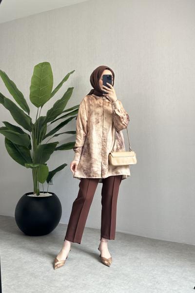 BBC BATIK DESEN GÖMLEK - KAHVERENGİ