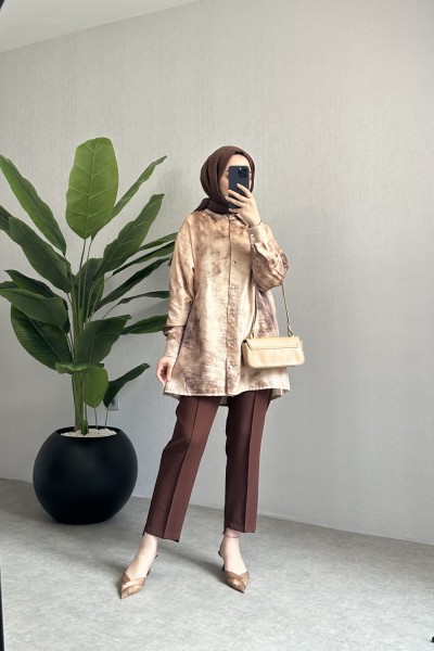 BBC BATIK DESEN GÖMLEK - KAHVERENGİ