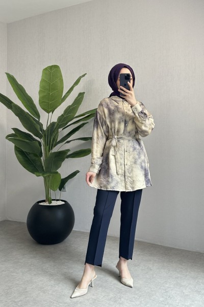 BBC BATİK DESENLİ GÖMLEK - İNDİGO