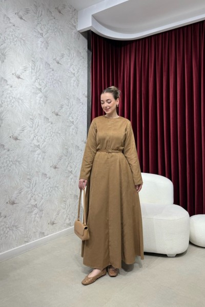 BBC BELİZ SÜET ELBİSE - CAMEL