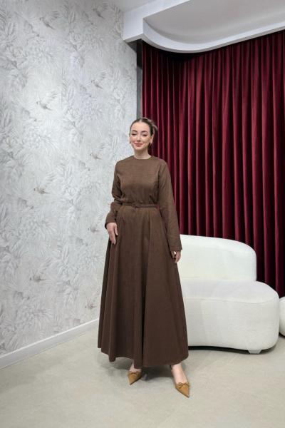 BBC BELİZ SÜET ELBİSE - KAHVE