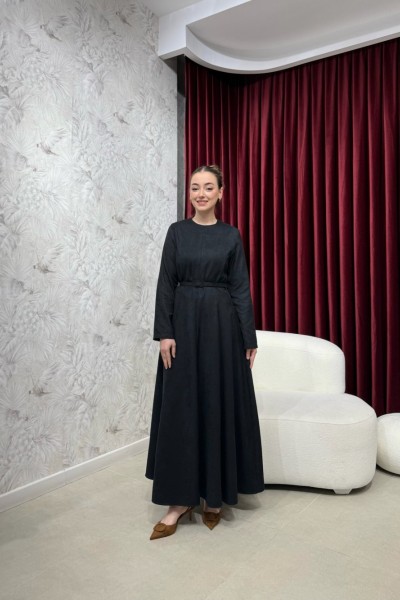 BBC BELİZ SÜET ELBİSE - SİYAH