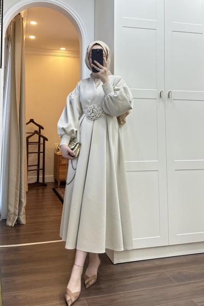 BBC BENOİT ELBİSE - BEJ