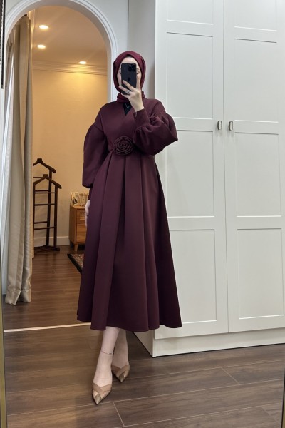 BBC BENOİT ELBİSE - BORDO