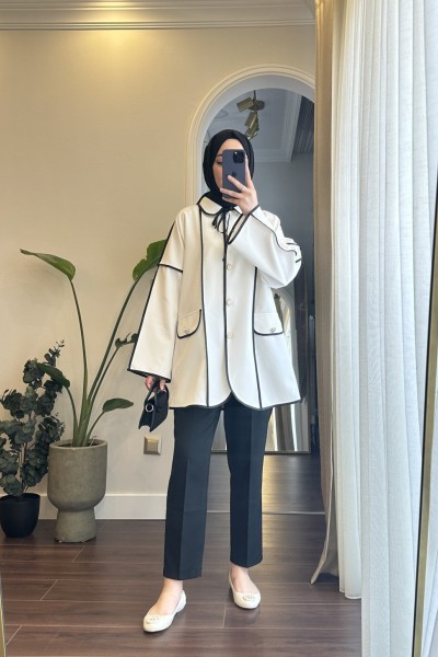 Bbc Biye Detaylı Ceket - Beyaz