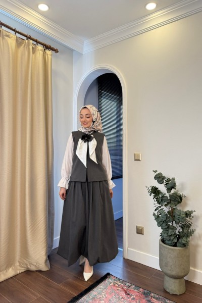 BBC BROŞ YELEKLİ TAKIM - GRİ