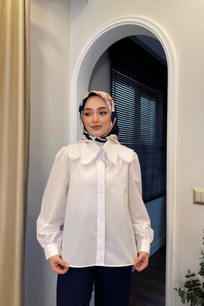 BBC ÇİFT YAKALI POPLİN GÖMLEK - BEYAZ