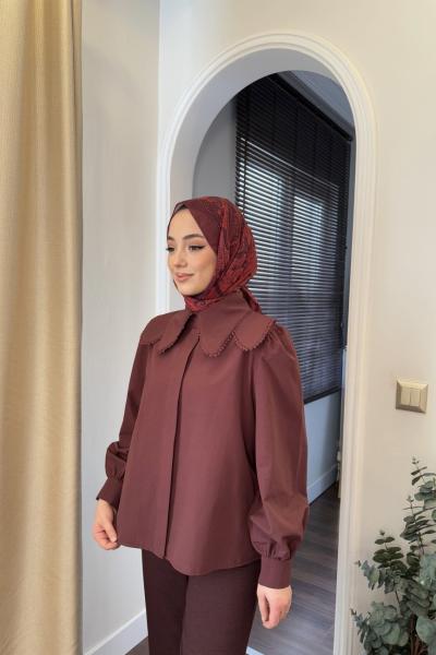 BBC ÇİFT YAKALI POPLİN GÖMLEK - BORDO