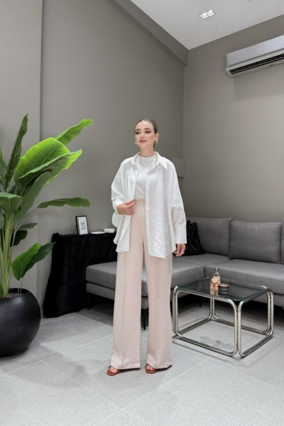 BBC ÇIMALI BOL PANTOLON - TAŞ