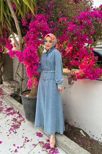 BBC CLOE DENİM ELBİSE - AÇIK MAVİ