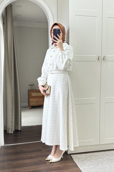 Bbc Crop Etekli Takım - Beyaz