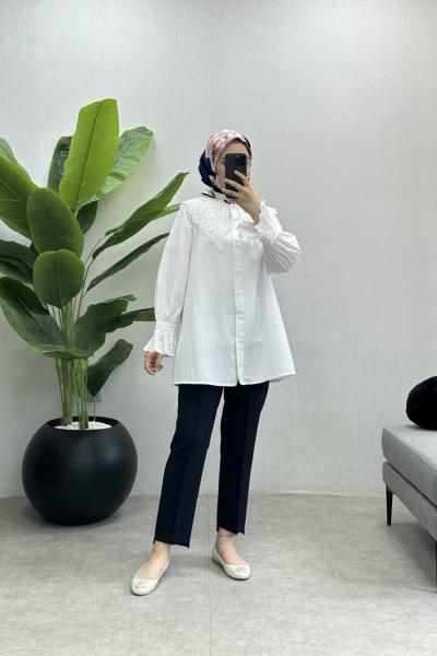 BBC DANTEL YAKA GÖMLEK - BEYAZ