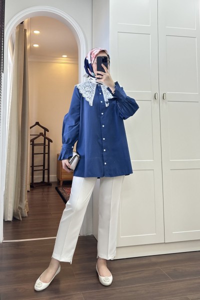 BBC DANTEL YAKA GÖMLEK - LACİVERT