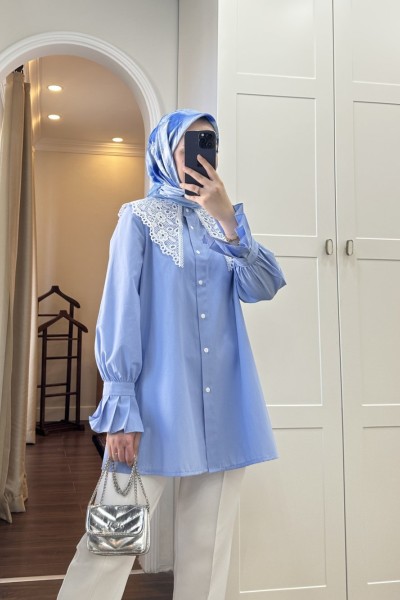 BBC DANTEL YAKA GÖMLEK - İNDİGO