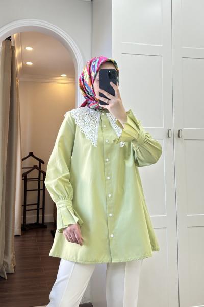 BBC DANTEL YAKA GÖMLEK - YAĞ YEŞİLİ