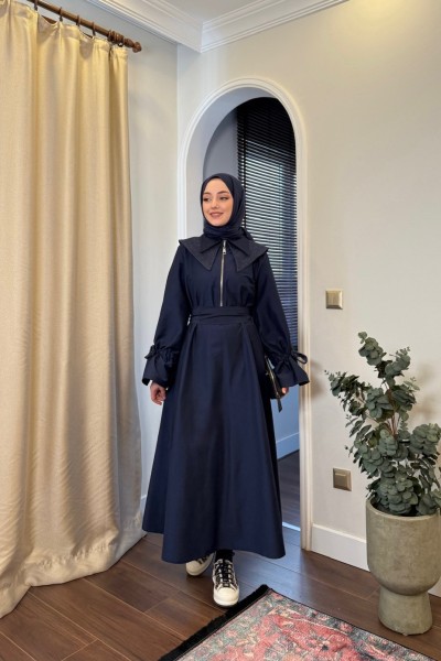 BBC DENİM YAKA DETAYLI ELBİSE - LACİVERT