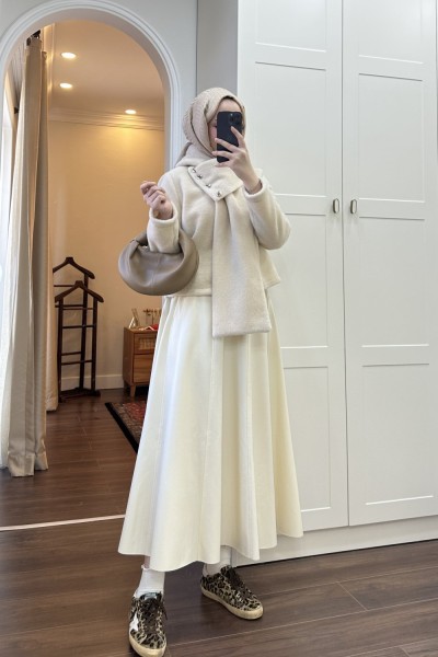 BBC DERİ ETEK - EKRU