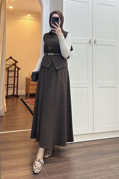 BBC DİVA ETEKLİ TAKIM - KAHVERENGİ