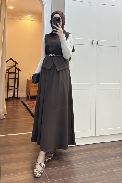 BBC DİVA ETEKLİ TAKIM - KAHVERENGİ