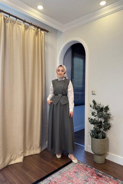 BBC DİVA ETEKLİ TAKIM - AÇIK GRİ