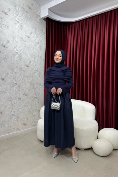 BBC DRAPE ELBİSE - LACİVERT