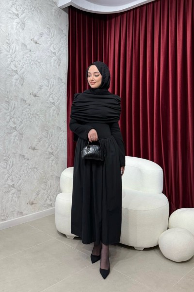 BBC DRAPE ELBİSE - SİYAH