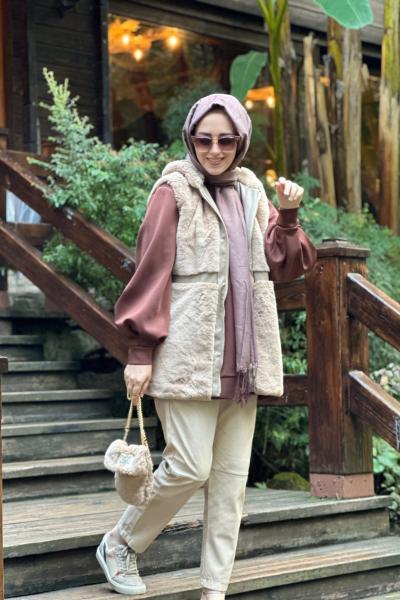 Bbc Elsa Peluş Yelek - Krem