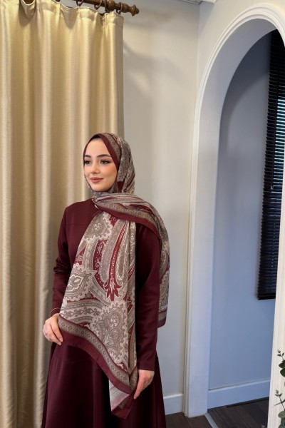 BBC ETNİK DESEN ŞAL - BORDO
