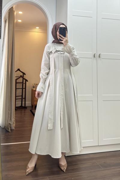 BBC EVA POPLİN ELBİSE - BEJ