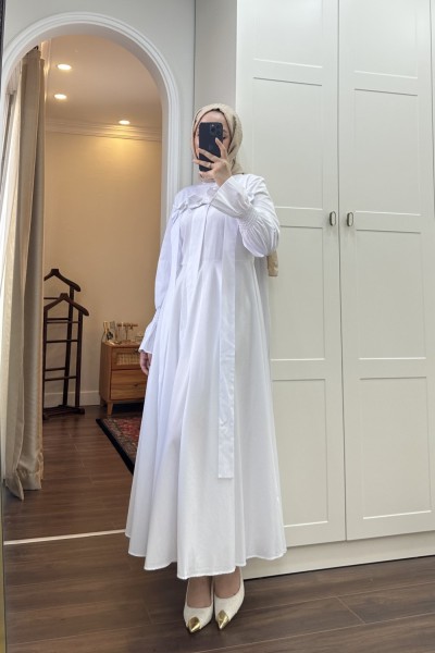 BBC EVA POPLİN ELBİSE - BEYAZ