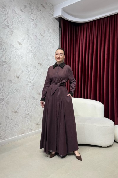 BBC FLERA DENİM ELBİSE - BORDO