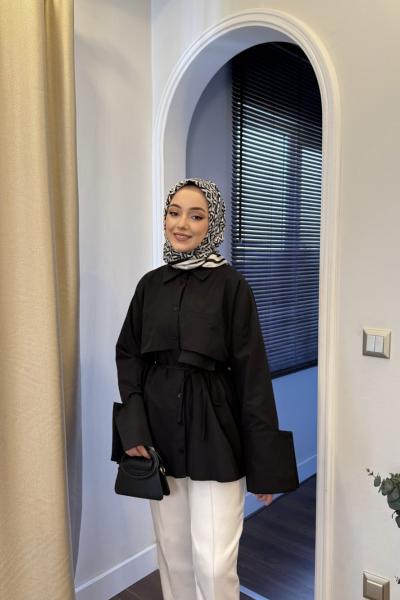 BBC GENİŞ MANŞETLi GÖMLEK - SİYAH