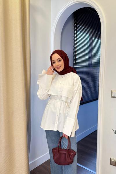 BBC GENİŞ MANŞETLi GÖMLEK - BEYAZ